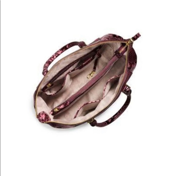 Michael Kors Riley Burgundy Python Snake Satchel - Picture 10 of 14